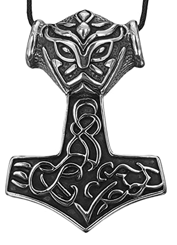 Kiss of Leather XXL Thorshammer Anhänger aus Edelstahl mit Königskette 8,4 mm (60) Ed.177 von Kiss of Leather