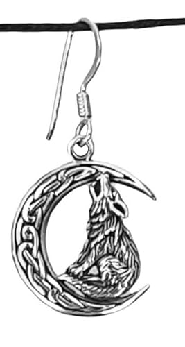 Ohrringe Wolf im Mond aus 925 Sterling Silber or. 21 von Kiss of Leather