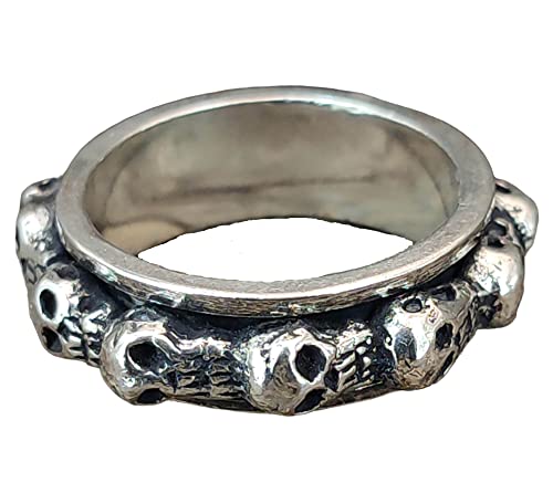 Ring Drehring Totenköpfe aus 925 Sterling Silber, Gr. 54-78 (68) von Kiss of Leather