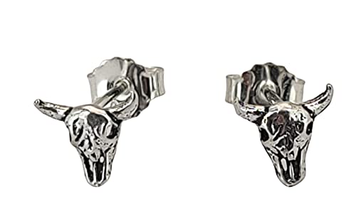 Stier Schädel Ohrstecker aus 925 Sterling Silber, Nr. 31 von Kiss of Leather