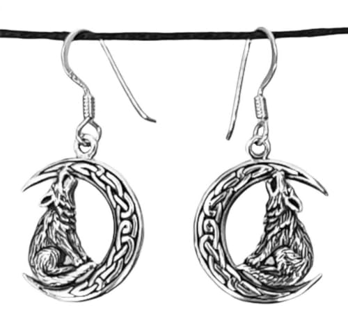 Wolf im Mond Ohrringe aus 925 Sterling Silber or. 21 von Kiss of Leather
