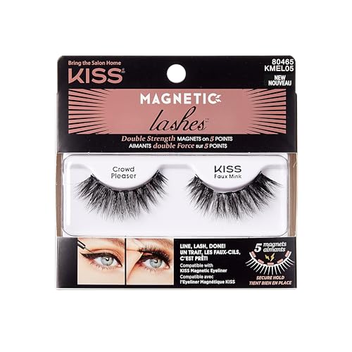 KISS Magnetic Lash Collection 1 Paar Magnetwimpern, Crowd Pleaser, wiederverwendbare synthetische falsche Wimpern mit 5 Magneten mit doppelter Stärke von KISS