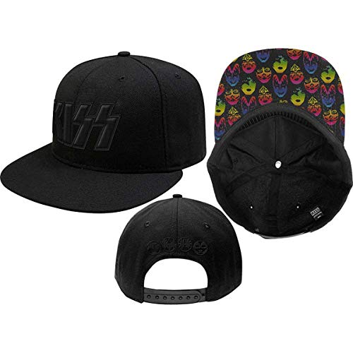 KISS Neon Faces Official Mens Black Baseball Cap One Size Snap Back von Kiss