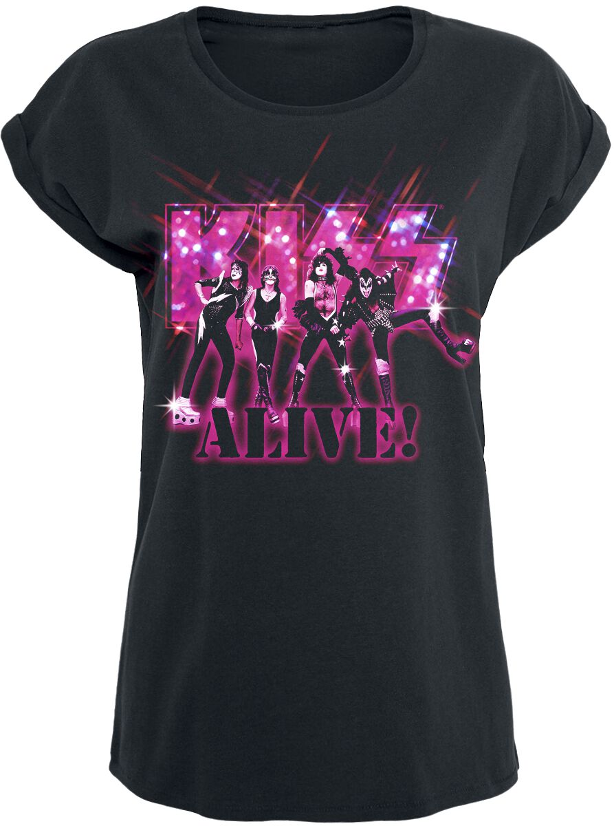 Kiss Alive Pink Glitter T-Shirt schwarz in M von Kiss