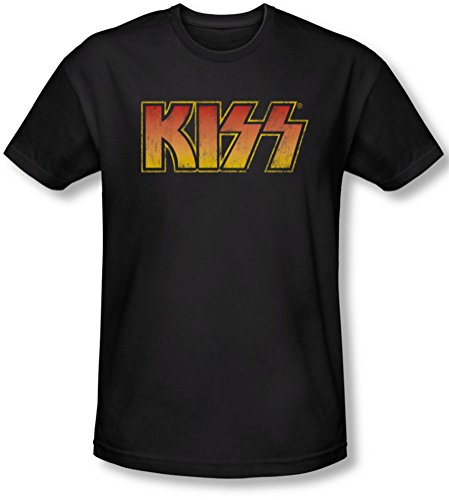 Kiss - Klassisches Herren-T-Shirt mit schmaler Passform, Schwarz, M von Trevco