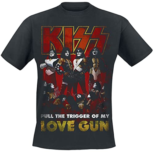 Kiss Love Gun Männer T-Shirt schwarz XXL 100% Baumwolle Band-Merch, Bands von Kiss