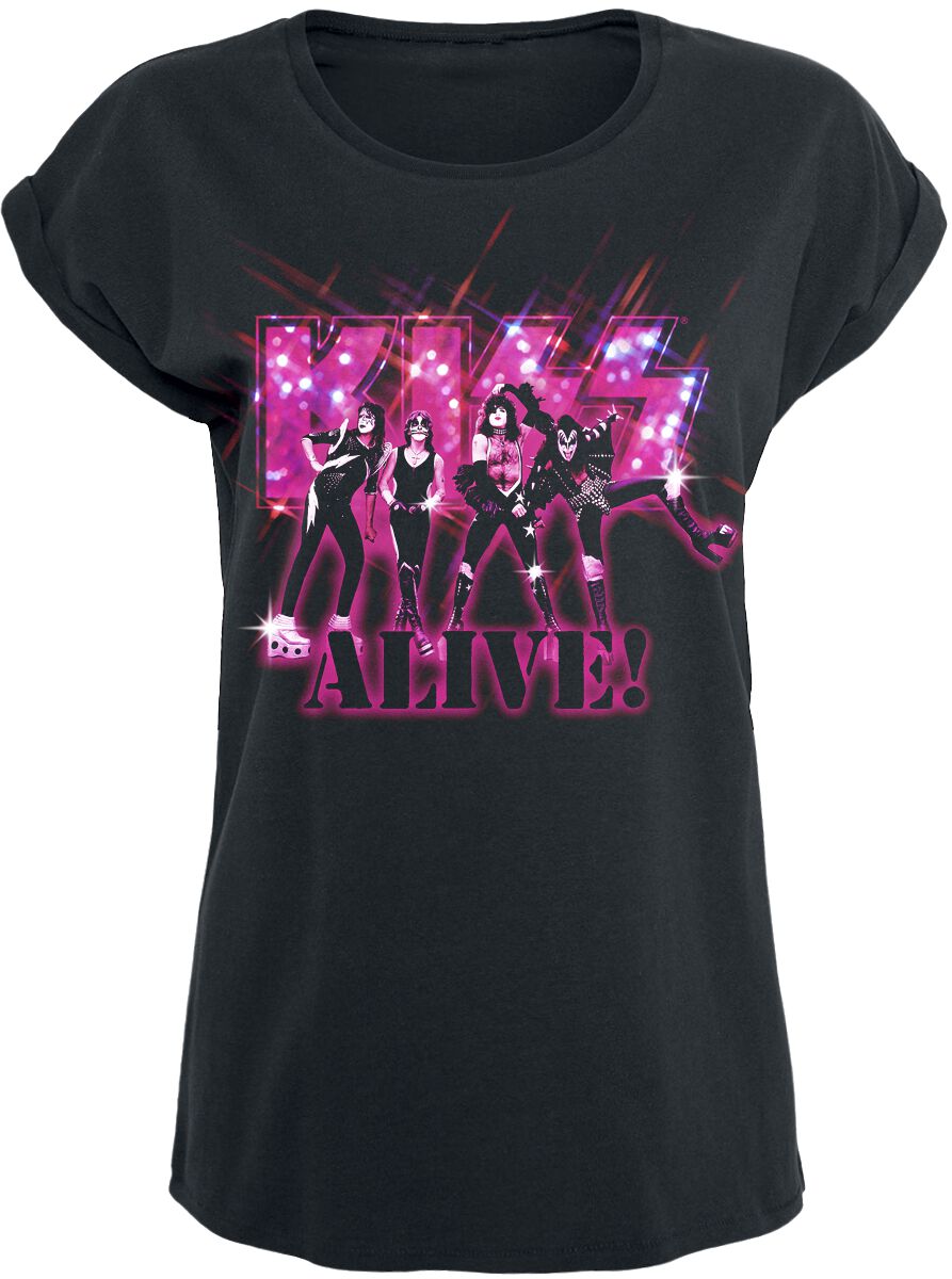 Kiss T-Shirt - Alive Pink Glitter - S bis XXL - für Damen - Größe M - schwarz  - Lizenziertes Merchandise! von Kiss