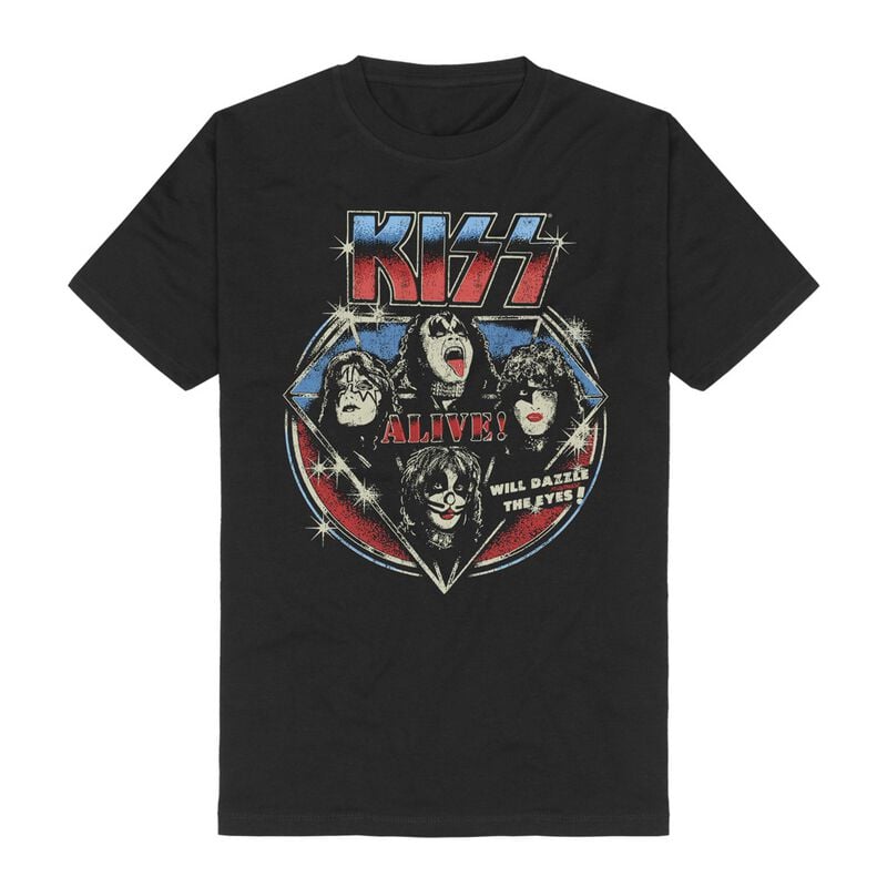 Kiss T-Shirt - Alive Vintage - S bis 3XL - für Männer - Größe 3XL - schwarz  - Lizenziertes Merchandise! von Kiss