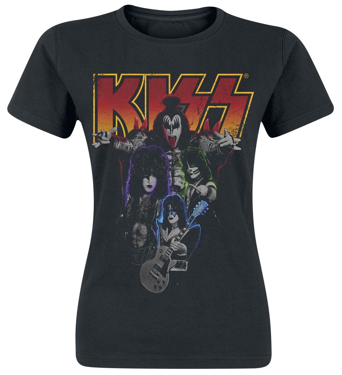 Kiss T-Shirt - Band-Photo - S bis XXL - für Damen - Größe L - schwarz  - Lizenziertes Merchandise! von Kiss