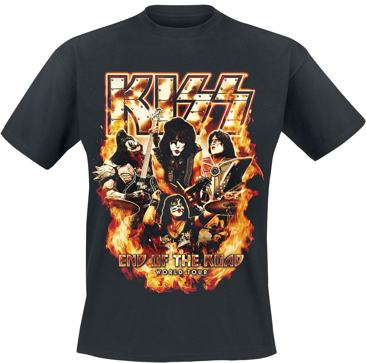 Kiss T-Shirt - EOTR Tour 2023 On Fire - L bis 3XL - für Männer - Größe XXL - schwarz  - Lizenziertes Merchandise! von Kiss