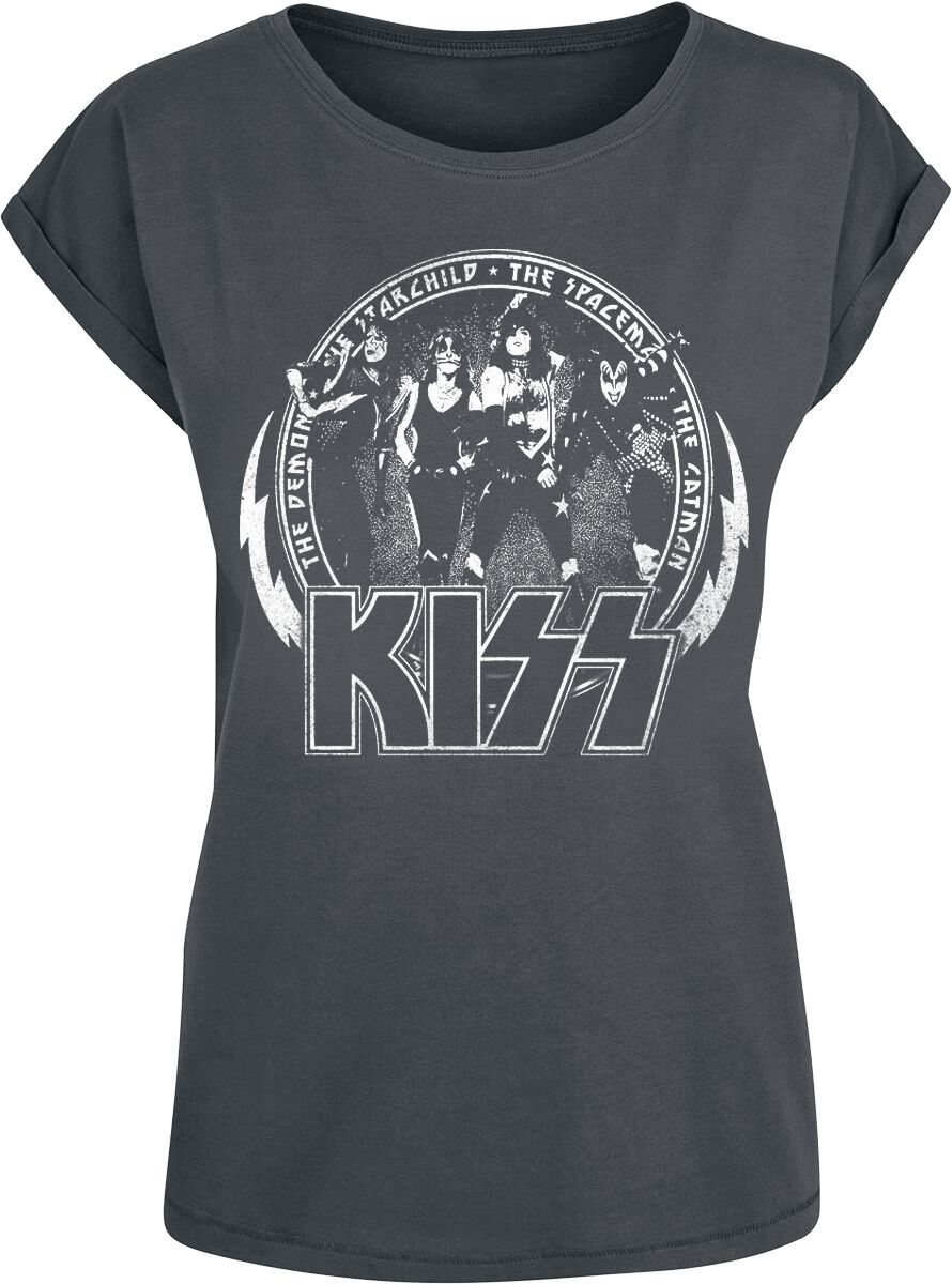 Kiss T-Shirt - Vintage Circle - S bis XXL - für Damen - Größe L - charcoal  - Lizenziertes Merchandise! von Kiss