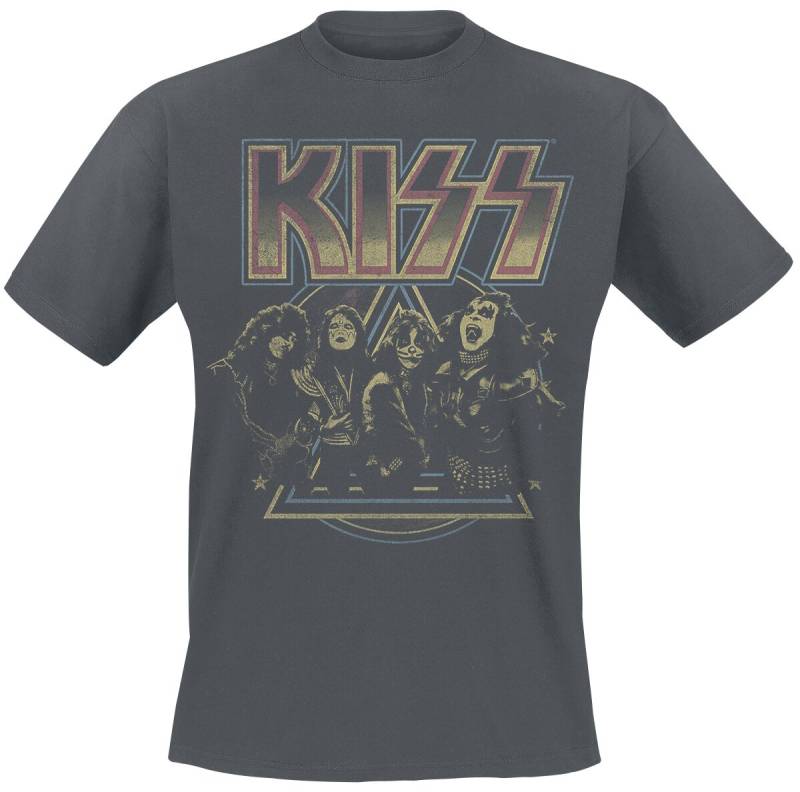 Kiss T-Shirt - Vintage Pyramid - S bis XXL - für Männer - Größe S - charcoal  - Lizenziertes Merchandise! von Kiss