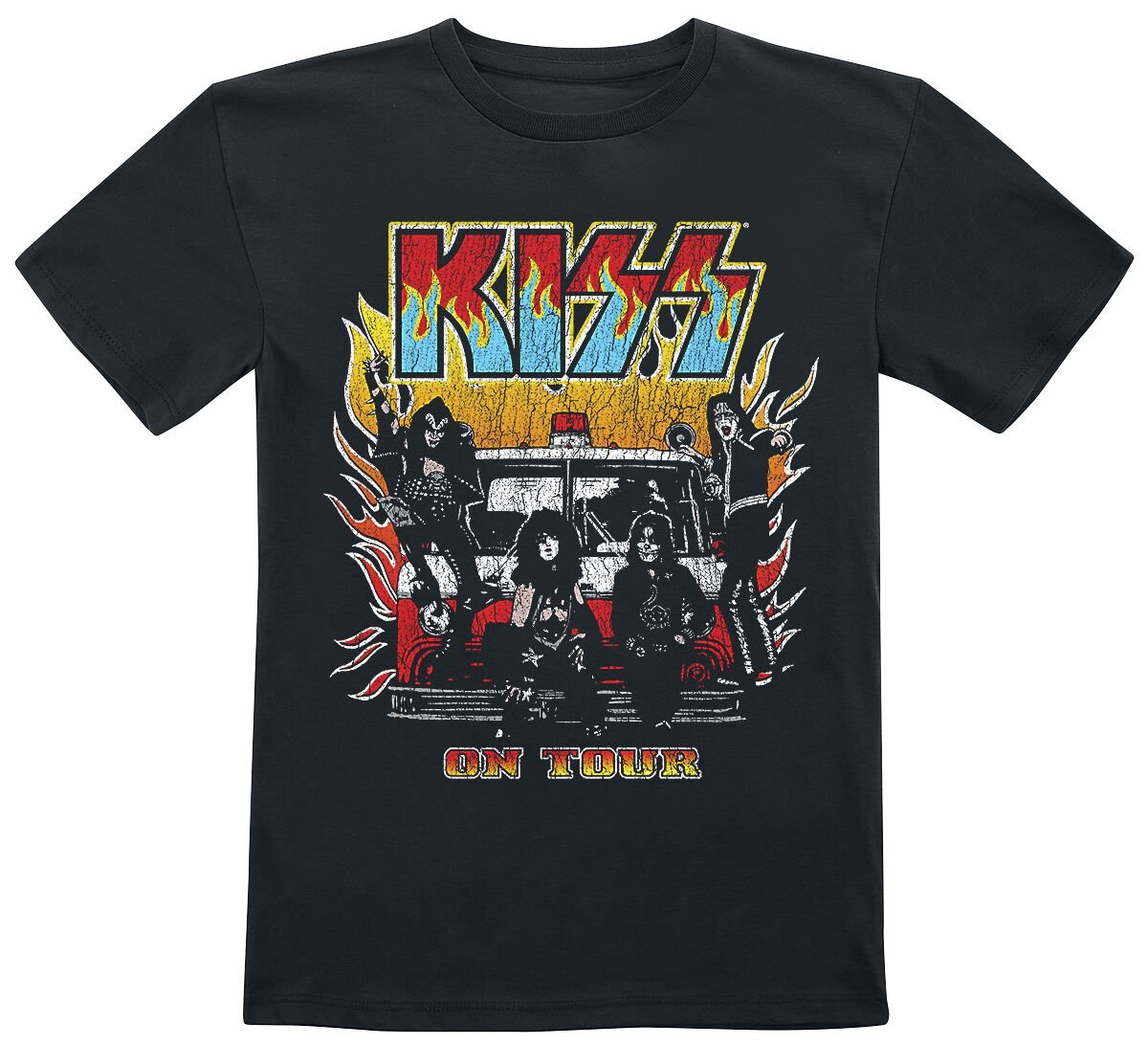 Kiss T-Shirt für Kinder - Kids - On Fire - für Mädchen & Jungen - schwarz  - Lizenziertes Merchandise! von Kiss