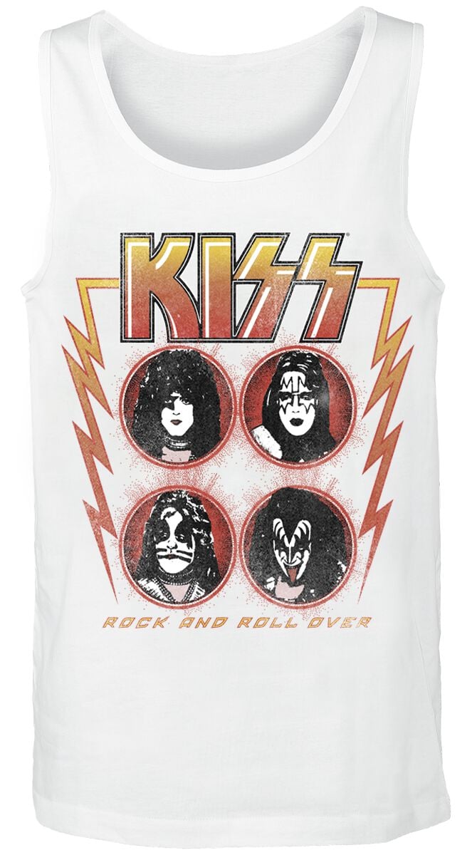 Kiss Tank-Top - Rock And Roll Over Lightning - S bis 3XL - für Männer - Größe S - weiß - Lizenziertes Merchandise! Kiss Tank-Top - Rock And Roll Over Lightning - S bis 3XL - für Männer - Größe S - weiß - Lizenziertes Merchandise! von Kiss