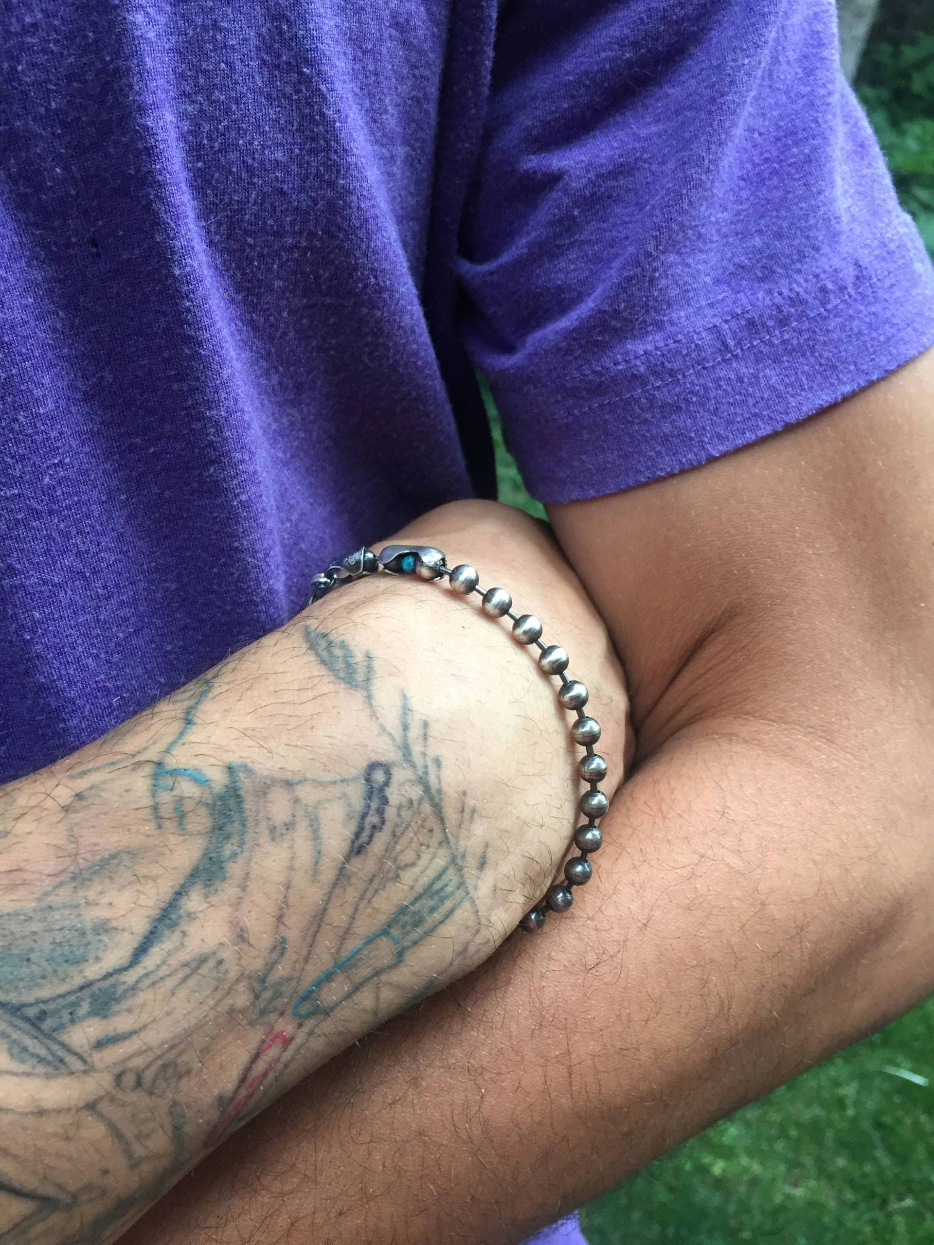 Türkis Kugelkette Armband | Der König Oxidiertes .925 Sterling-Türkis-Kettenarmband Für Jedes Handgelenk Individuell, Personalisierte Steine von Kiss2Keep