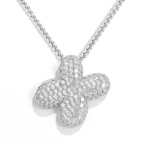 KissYan Blase Buchstaben Halskette Damen, Silber/Gold Ballon Initialen Kette Bling Zirkonia Buchstaben Anhänger A-Z Schmuck Geschenke für Frauen(Silber X) von KissYan