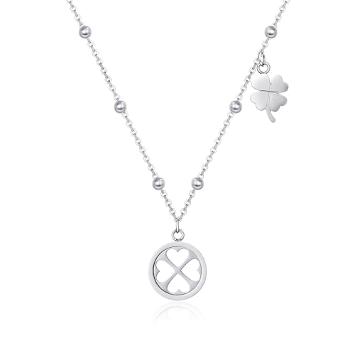 KissYan Silber Herz Kette für Damen, Edelstahl Halskette mit Winzig Herz Anhänger Schmuck Geschenk für Frauen (Stil 3) von KissYan