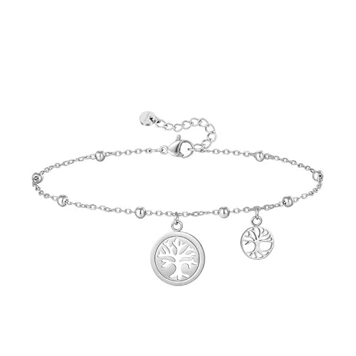KissYan Baum des Lebens Armbänder für Damen, Silber Armband Edelstahl Lebensbaum Armkettchen mit Anhänger Schmuck Geschenk für Frauen (Stil 1) von KissYan