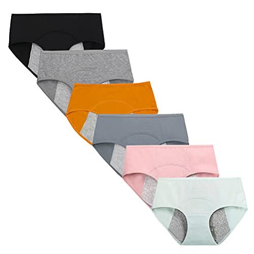 Kissecret Teenager-Mädchen Menstruationsunterwäsche aus Baumwolle Packung mit 6 Stück atmungsaktiven, stark fließenden auslaufsicheren Höschen (S, Stil 2) von Kissecret