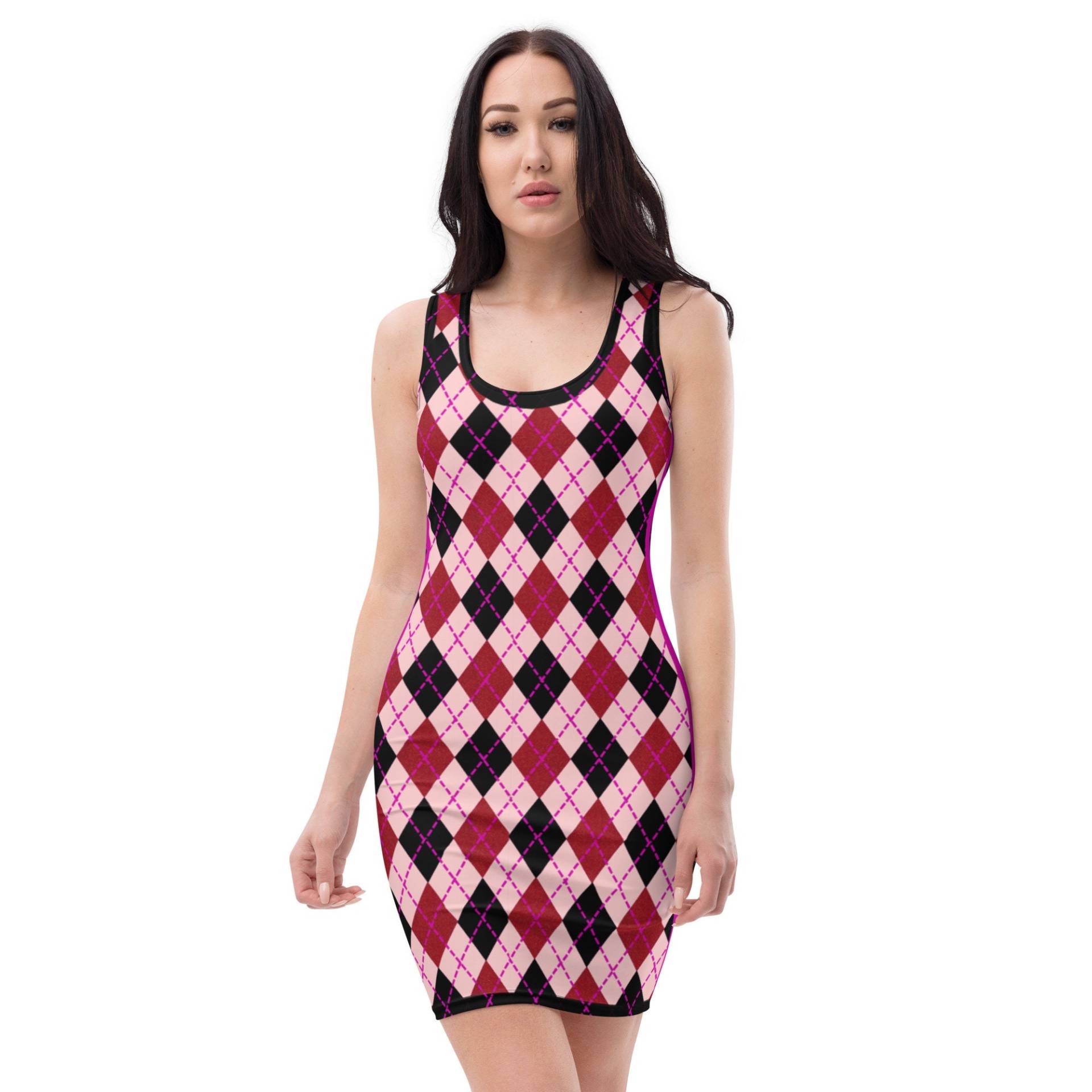 Argyle Rot & Schwarz Print Bodycon Kleid von KissofK