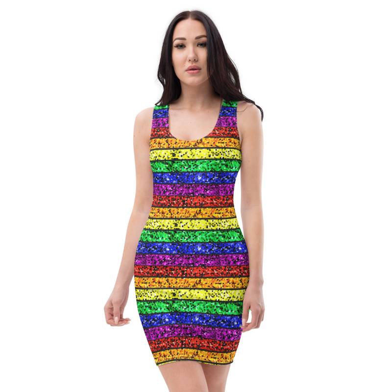 Rainbow Road Horizontale Streifen Bodycon Kleid von KissofK