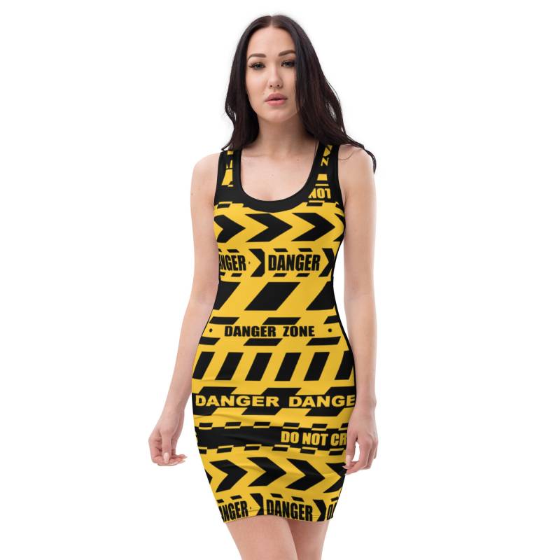 Vorsicht Gelb - Do Not Cross Danger Figurbetontes Kleid von KissofK