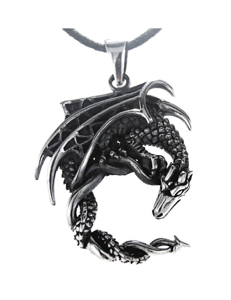 Drachen Anhänger 925 Sterling Silber Drache Dragon Kettenanhänger Nr. 288 von KissofLeather