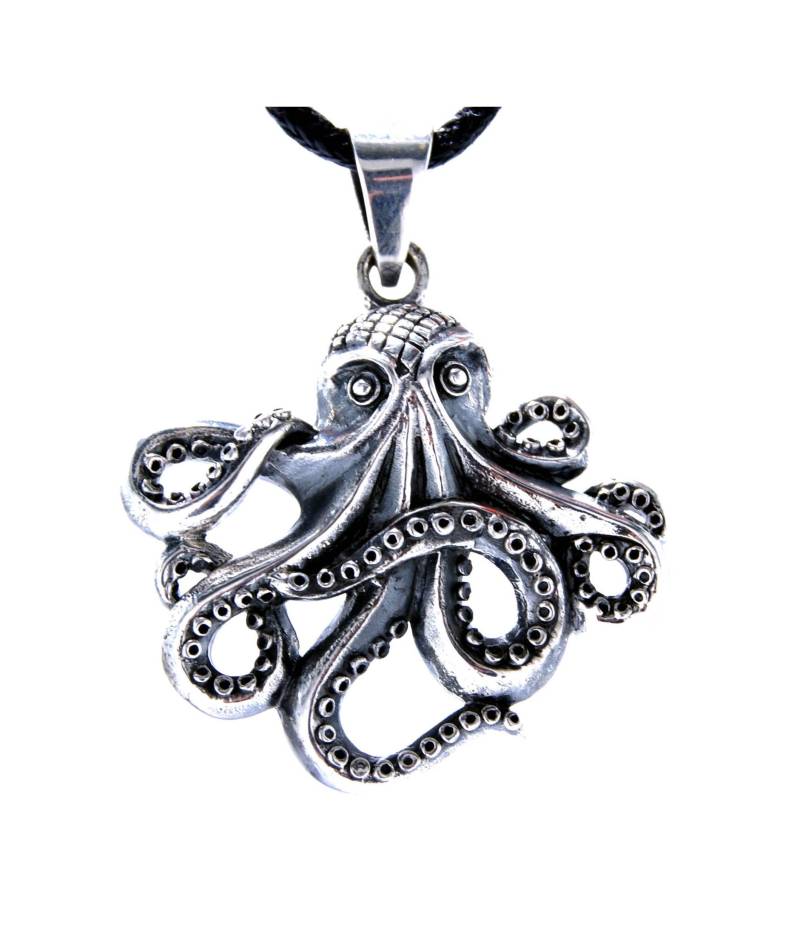 Oktopus Anhänger Aus 925 Silber Octopus Tintenfisch Krake Nr. 388 von KissofLeather