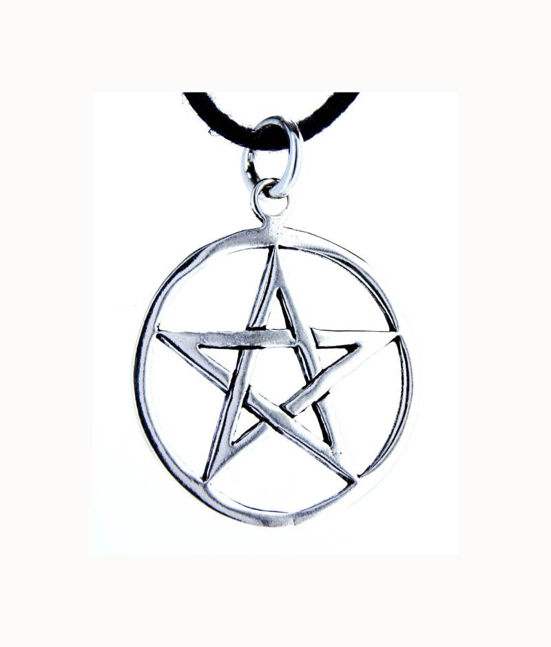 Pentagramm 925 Silber Anhänger Band Zauber Schutzamulett Magie Pentakel Nr. 49 von KissofLeather