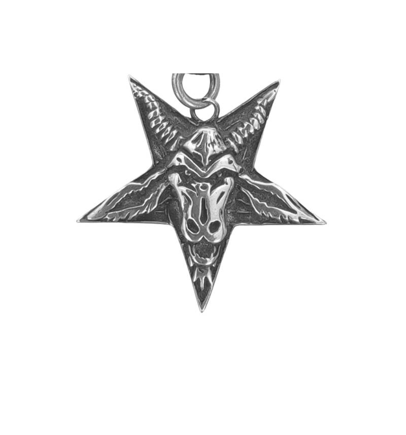 Pentagramm 925 Silber Anhänger Silberkette Magie Satan Teufel Drudenfuß Nr. 55 von KissofLeather