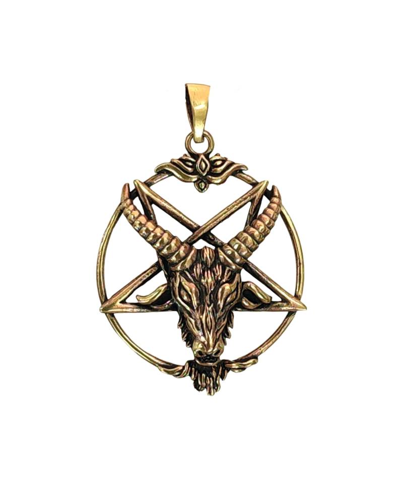 Pentagramm Anhänger Bronze Baphomet Drudenfuß Satan Teufel Schwarze Magie Nr 143 von KissofLeather