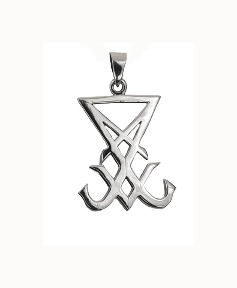 Siegel Luzifers 925 Sterling Silber Anhänger Schwefel Symbol Satanskreuz Nr. 422 von KissofLeather
