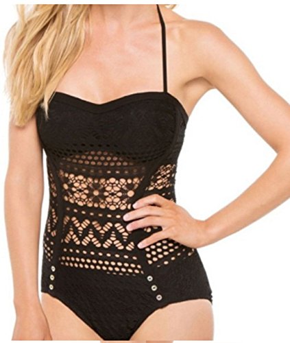 Kissprom EIN hohles Stück Strick Badeanzug mit Straps Crochet Badebekleidung für Frauen von Kissprom