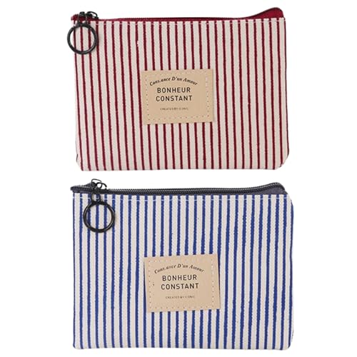 2 Stück,portmonee Kinder,Blau gestreiftes Portemonnaie,Täschchen mit Reißverschluss,Mini Geldbörse Kinder,Hält Kleingeld, Ausweis Und Münzen von Kisstta