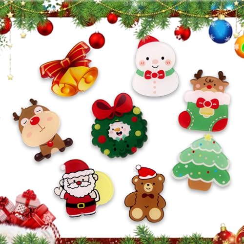 Kisstta 8 Stück Weihnachtsbroschen, Brosche Weihnachten aus Acryl für Kleidung, Rucksack, Mütze und mehr, Reindeer Snowman Bells Christmas Trees Pins for Christmas Decorations, Perfekte Weihnachtsdeko von Kisstta