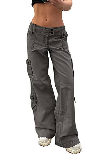 Kisswow Y2k Jeans mit niedriger Taille für Damen, Baggy-Cargohose, süße Jeans für Teenager, Multi-Pocket 04 Grau, M Kisswow Y2k Jeans mit niedriger Taille für Damen, Baggy-Cargohose, süße Jeans für Teenager, Multi-Pocket 04 Grau, M von Kisswow