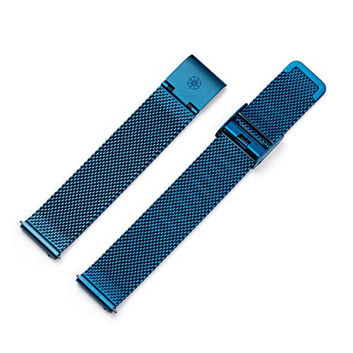 Kistanio 16 mm Milanaiseband aus Edelstahl Druckverschluss Meshband Blau - ME-16-BL von Kistanio
