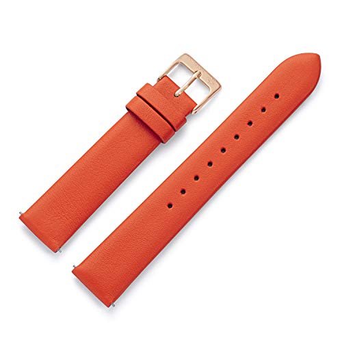 Kistanio 16 mm Uhrenarmband in Orange aus Echtleder mit rosegoldfarbener Edelstahl Dornschließe LB-ORN-16-RG von Kistanio