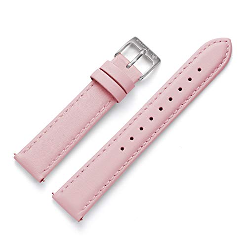 Kistanio 16 mm Uhrenarmband in Rosa aus Echtleder mit Edelstahl Dornschließe LB-ZRO-16-SI von Kistanio