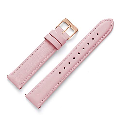 Kistanio 18 mm Uhrenarmband in Zartrosa aus Echtleder mit rosegoldfarbener Edelstahl Dornschließe LB-ZRO-18-RG von Kistanio