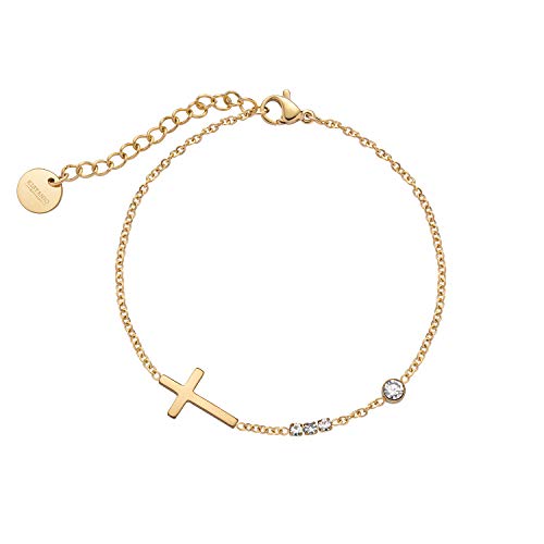 Kistanio Damen Armband Brilliant Cross Goldfarben KIS-BRA-BRILLCRO-GO von Kistanio