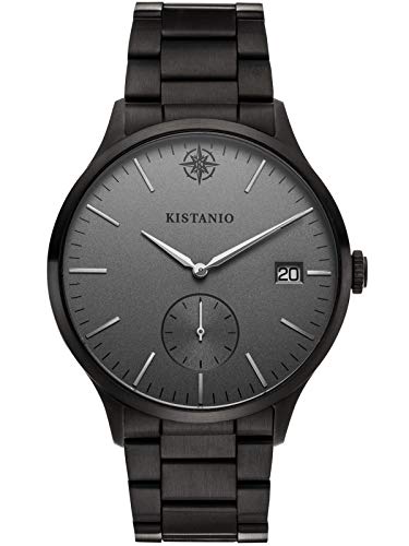 Kistanio Stratolis Herrenuhr mit Edelstahlarmband Analog Saphirglas Black Silbergrau STR-40-016 von Kistanio