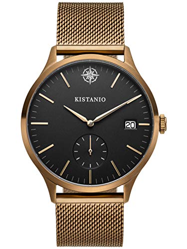 Kistanio Stratolis Herrenuhr mit Milanaiseband Analog Saphirglas Khaki Schwarz Mesh STR-40-121 von Kistanio