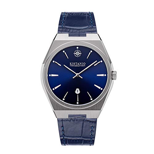 Kistanio Milano Herrenuhr mit Echtlederarmband 10ATM Saphirglas Blau SI-BL-L-BL von Kistanio