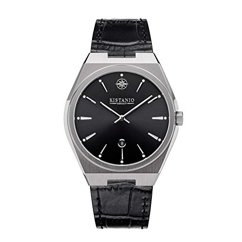 Kistanio Milano Herrenuhr mit Echtlederarmband 10ATM Saphirglas Schwarz SI-BK-L-BK von Kistanio