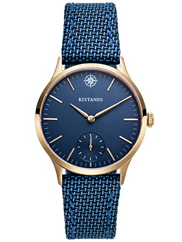 Kistanio Stratolia Damenuhr mit Lederarmband Analog Saphirglas Champagner Blau STR-31-046 von Kistanio