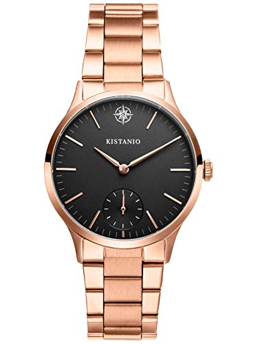 Kistanio Stratolia Damenuhr mit Metallarmband Analog Saphirglas Rosegoldfarben Schwarz STR-31-012 von Kistanio