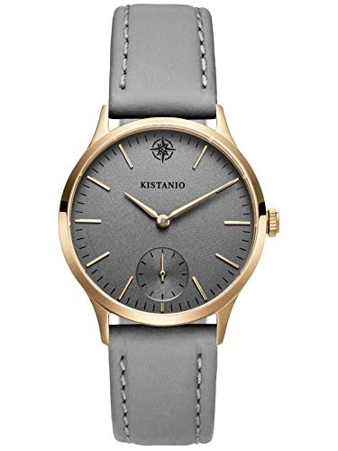 Kistanio Stratolia Damenuhr mit Lederarmband Analog Saphirglas Champagner Grau STR-31-099 von Kistanio