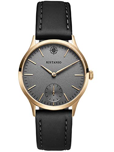 Kistanio Stratolia Damenuhr mit Lederarmband Analog Saphirglas Champagner Grau STR-31-112 von Kistanio