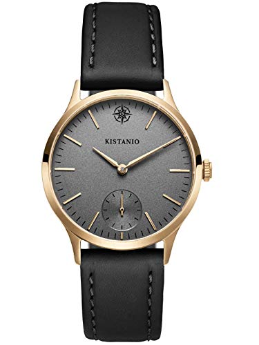 Kistanio Stratolia Damenuhr mit Lederarmband Analog Saphirglas Champagner Silbergrau STR-31-112 von Kistanio